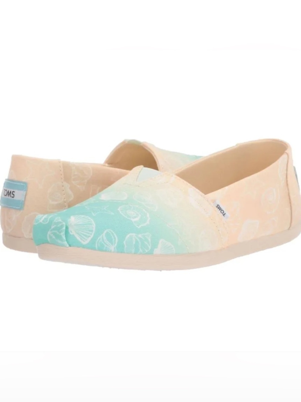 Toms Toms Alpargata Canvas Slip On Ombre Sea Shell Print Blue/tan Size 9